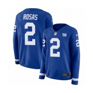 Women's Nike New York Giants #2 Aldrick Rosas Limited Royal Blue Therma Long Sleeve NFL Jersey