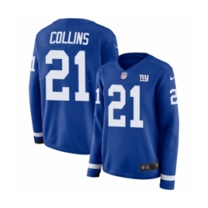 Women's Nike New York Giants #21 Landon Collins Limited Royal Blue Therma Long Sleeve NFL Jersey