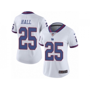 Women's Nike New York Giants #25 Leon Hall Limited White Rush NFL Jersey