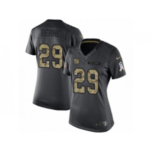 Women's Nike New York Giants #29 Nat Berhe Limited Black 2016 Salute to Service NFL Jersey