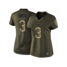 Women's Nike New York Giants #3 Geno Smith Limited Green Salute to Service NFL Jersey