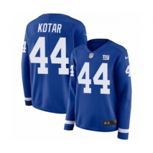 Women's Nike New York Giants #44 Doug Kotar Limited Royal Blue Therma Long Sleeve NFL Jersey