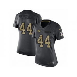 Women's Nike New York Giants #44 Mark Herzlich Limited Black 2016 Salute to Service NFL Jersey