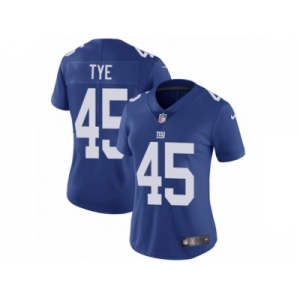 Women's Nike New York Giants #45 Will Tye Vapor Untouchable Limited Royal Blue Team Color NFL Jersey