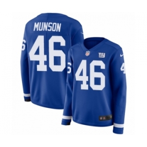 Women's Nike New York Giants #46 Calvin Munson Limited Royal Blue Therma Long Sleeve NFL Jersey