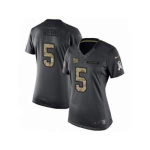 Women's Nike New York Giants #5 Davis Webb Limited Black 2016 Salute to Service NFL Jersey