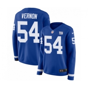 Women's Nike New York Giants #54 Olivier Vernon Limited Royal Blue Therma Long Sleeve NFL Jersey