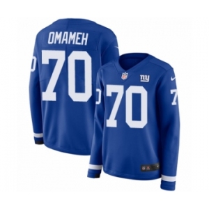 Women's Nike New York Giants #70 Patrick Omameh Limited Royal Blue Therma Long Sleeve NFL Jersey