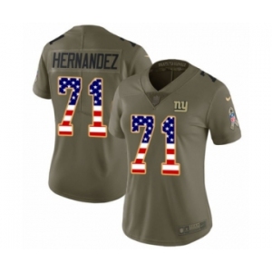 Women's Nike New York Giants #71 Will Hernandez Limited Olive USA Flag 2017 Salute to Service NFL Jersey