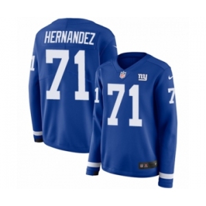 Women's Nike New York Giants #71 Will Hernandez Limited Royal Blue Therma Long Sleeve NFL Jersey