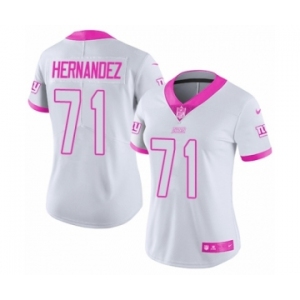 Women's Nike New York Giants #71 Will Hernandez Limited White Pink Rush Fashion NFL Jersey