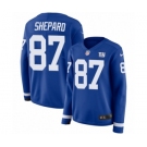 Women's Nike New York Giants #87 Sterling Shepard Limited Royal Blue Therma Long Sleeve NFL Jersey