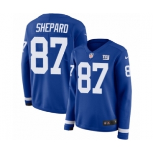 Women's Nike New York Giants #87 Sterling Shepard Limited Royal Blue Therma Long Sleeve NFL Jersey