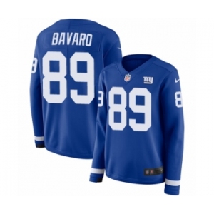 Women's Nike New York Giants #89 Mark Bavaro Limited Royal Blue Therma Long Sleeve NFL Jersey