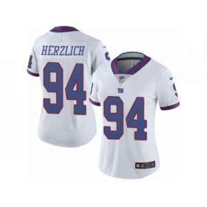 Women's Nike New York Giants #94 Mark Herzlich Limited White Rush NFL Jersey