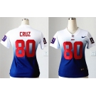 nike women nfl jerseys new york giants #80 victor cruz white-blue[nike drift fashion][second version]