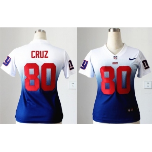 nike women nfl jerseys new york giants #80 victor cruz white-blue[nike drift fashion][second version]