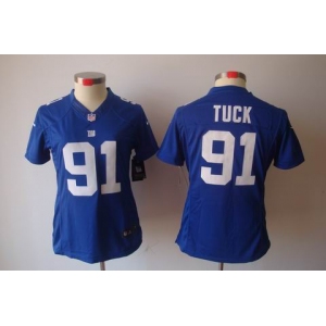 nike women nfl jerseys new york giants #91 tuck blue[nike limited]