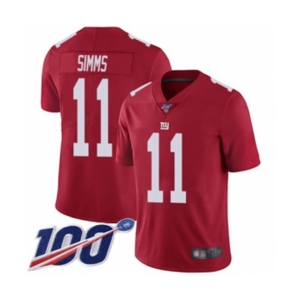 Youth New York Giants #11 Phil Simms Red Limited Red Inverted Legend 100th Season Football Jersey