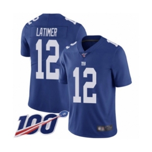 Youth New York Giants #12 Cody Latimer Royal Blue Team Color Vapor Untouchable Limited Player 100th Season Football Jersey
