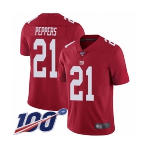Youth New York Giants #21 Jabrill Peppers Red Limited Red Inverted Legend 100th Season Football Jersey