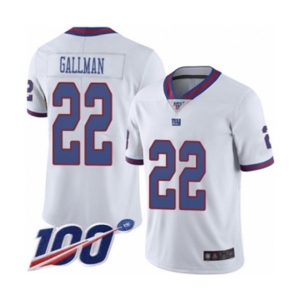 Youth New York Giants #22 Wayne Gallman Limited White Rush Vapor Untouchable 100th Season Football Jersey