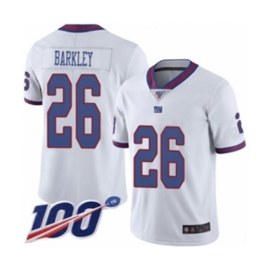Youth New York Giants #26 Saquon Barkley Limited White Rush Vapor Untouchable 100th Season Football Jersey