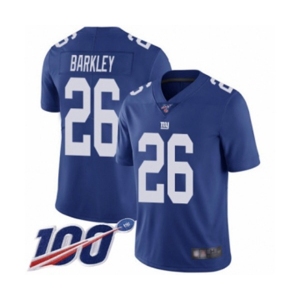 Youth New York Giants #26 Saquon Barkley Royal Blue Team Color Vapor Untouchable Limited Player 100th Season Football Jersey