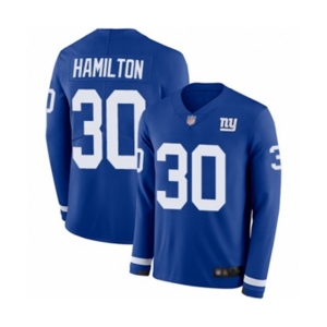 Youth New York Giants #30 Antonio Hamilton Limited Royal Blue Therma Long Sleeve Football Jersey