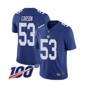 Youth New York Giants #53 Harry Carson Royal Blue Team Color Vapor Untouchable Limited Player 100th Season Football Jersey