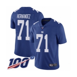 Youth New York Giants #71 Will Hernandez Royal Blue Team Color Vapor Untouchable Limited Player 100th Season Football Jersey