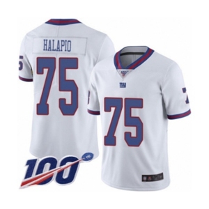 Youth New York Giants #75 Jon Halapio Limited White Rush Vapor Untouchable 100th Season Football Jersey
