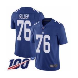 Youth New York Giants #76 Nate Solder Royal Blue Team Color Vapor Untouchable Limited Player 100th Season Football Jersey