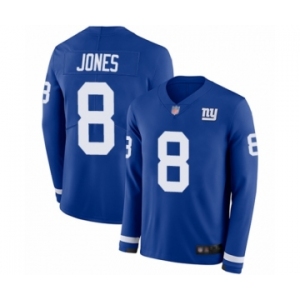Youth New York Giants #8 Daniel Jones Limited Royal Blue Therma Long Sleeve Football Jersey