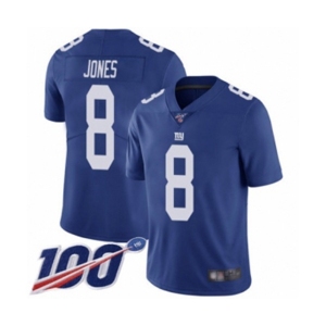 Youth New York Giants #8 Daniel Jones Royal Blue Team Color Vapor Untouchable Limited Player 100th Season Football Jersey
