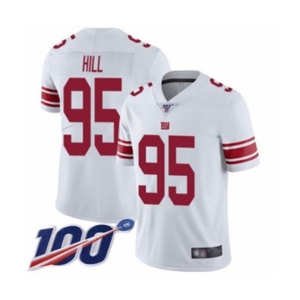 Youth New York Giants #95 B.J. Hill White Vapor Untouchable Limited Player 100th Season Football Jersey