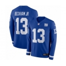 Youth Nike New York Giants #13 Odell Beckham Jr Limited Royal Blue Therma Long Sleeve NFL Jersey