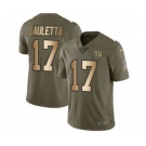 Youth Nike New York Giants #17 Kyle Lauletta Limited Olive Gold 2017 Salute to Service NFL Jersey
