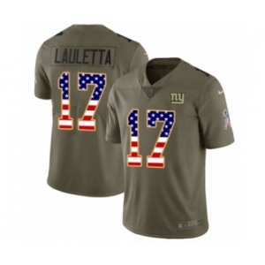 Youth Nike New York Giants #17 Kyle Lauletta Limited Olive USA Flag 2017 Salute to Service NFL Jersey