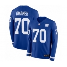Youth Nike New York Giants #70 Patrick Omameh Limited Royal Blue Therma Long Sleeve NFL Jersey
