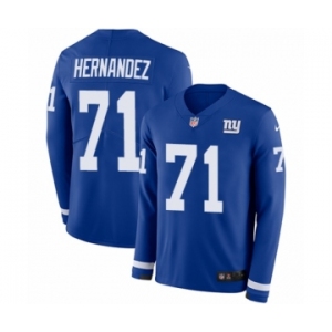 Youth Nike New York Giants #71 Will Hernandez Limited Royal Blue Therma Long Sleeve NFL Jersey