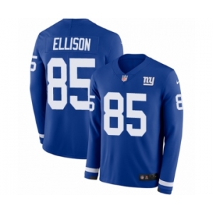 Youth Nike New York Giants #85 Rhett Ellison Limited Royal Blue Therma Long Sleeve NFL Jersey