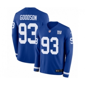 Youth Nike New York Giants #93 B.J. Goodson Limited Royal Blue Therma Long Sleeve NFL Jersey