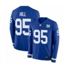 Youth Nike New York Giants #95 B.J. Hill Limited Royal Blue Therma Long Sleeve NFL Jersey