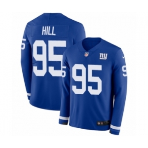 Youth Nike New York Giants #95 B.J. Hill Limited Royal Blue Therma Long Sleeve NFL Jersey