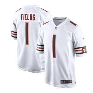 Men's Nike Chicago Bears #1 Justin Fields Game White 2021 New NFL Jersey