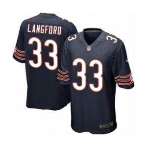 Men's Nike Chicago Bears #33 Jeremy Langford Game Navy Blue Team Color NFL Jersey