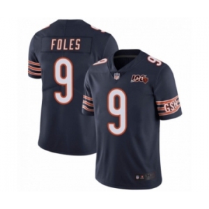 Men Nick  #9 Foles Chicago Bears Limited 100th Season Navy Jersey