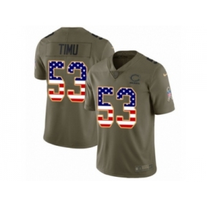 Men Nike Chicago Bears #53 John Timu Limited Olive USA Flag Salute to Service NFL Jersey