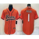 Men's Chicago Bears #1 Justin Fields Orange Stitched MLB Cool Base Nike Baseball Jersey